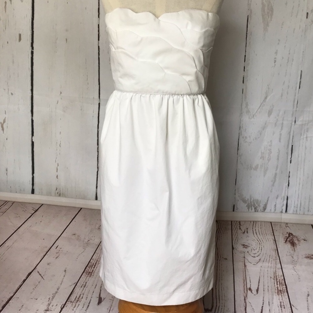 J Crew Collection White Strapless Dress